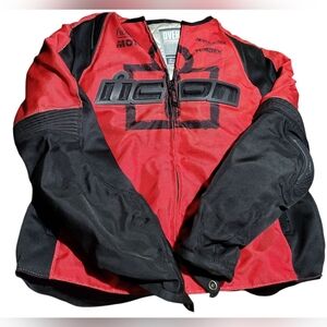 Men's Icon Red/Black Motorcycle Jacket- XL